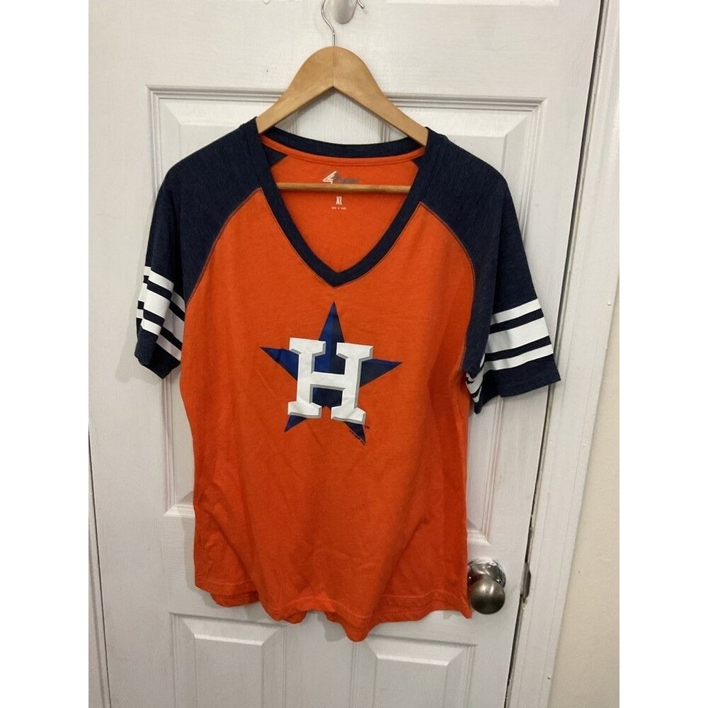 4her Women's Houston Astros V-Neck T-Shirt Xl